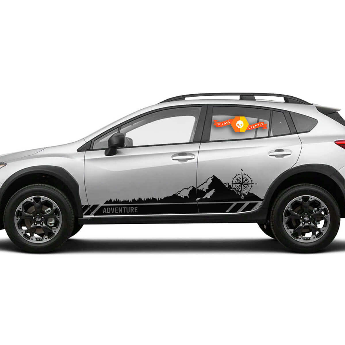 Paar Compass Mountain Adventure Vinyl-Aufkleber für Subaru Crosstrek und Forester