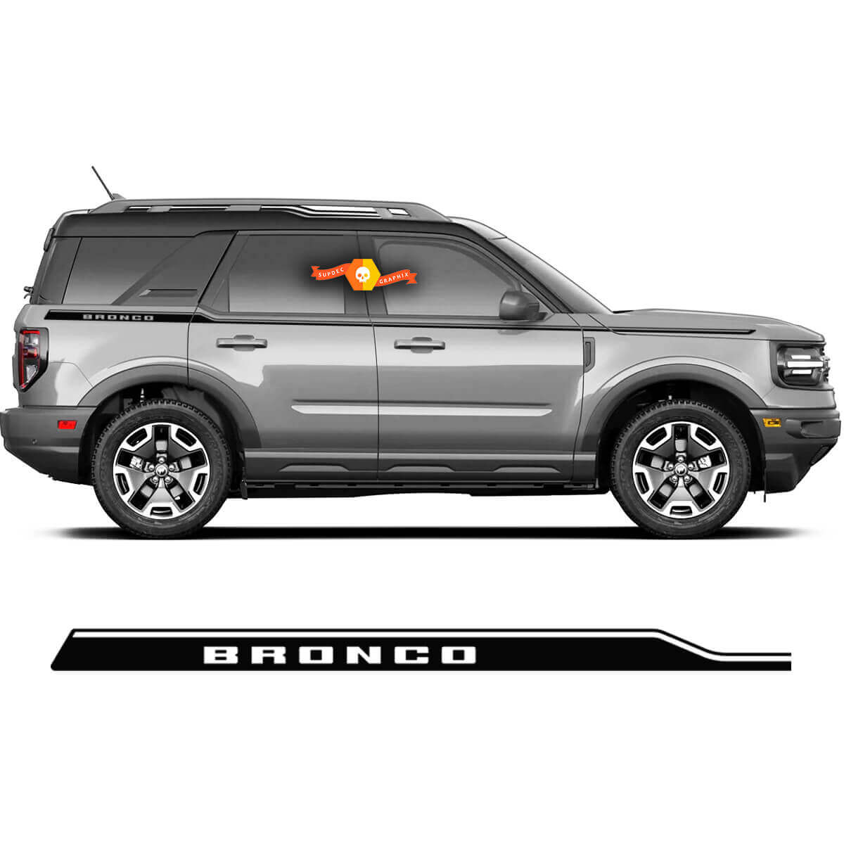 Beschriftungs-Seitenstreifen Vinyl-Aufkleberset für Musclecar Bronco 2021-2022