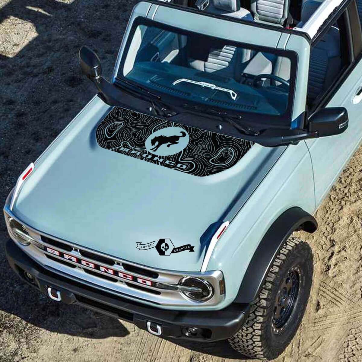 Topographische Karten-Logo Schriftzug Vinyl-Aufkleber 2 für Musclecar horse