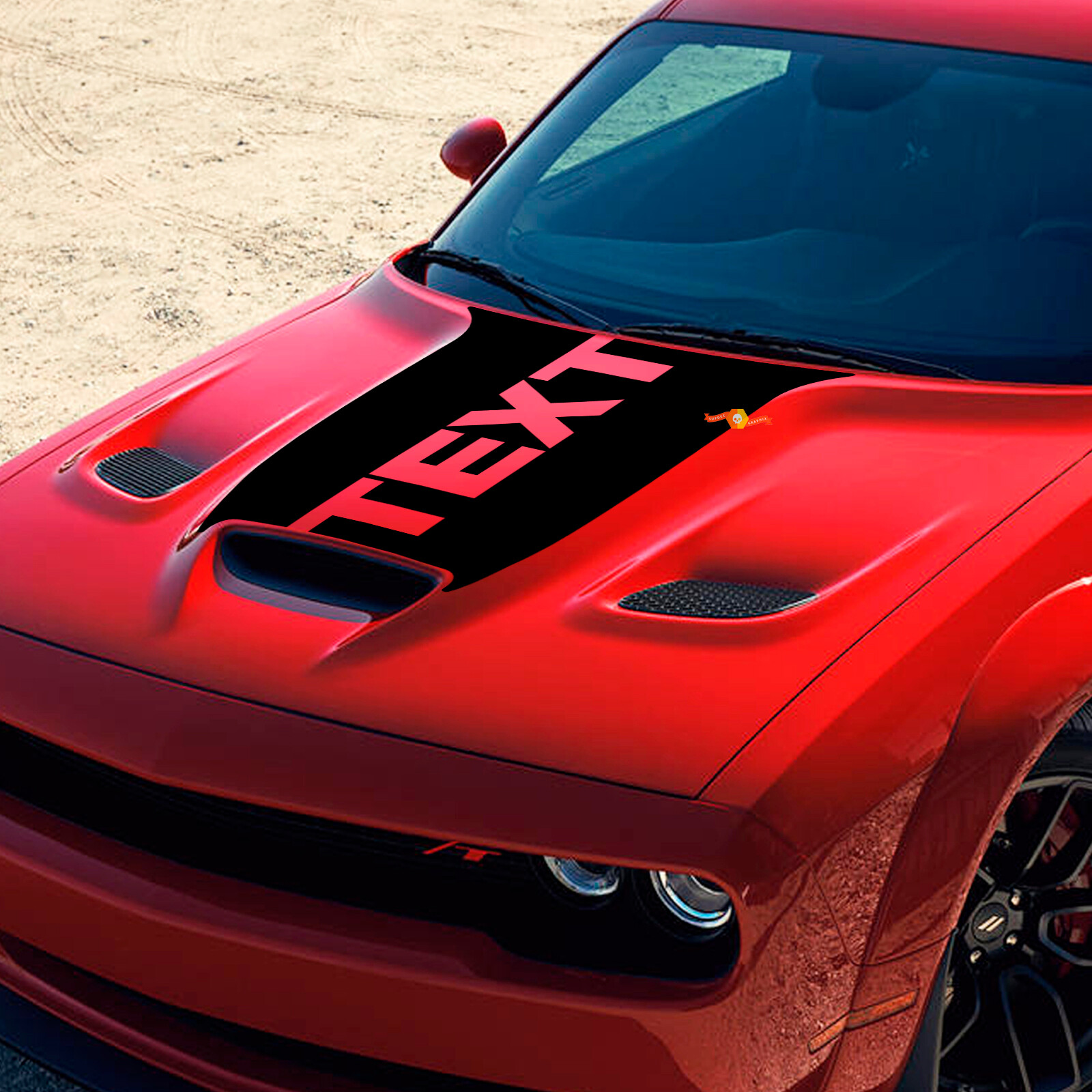 Benutzerdefinierter Schriftzug Hauben Vinyl-Aufkleber für Dodge Challenger 2015-2021