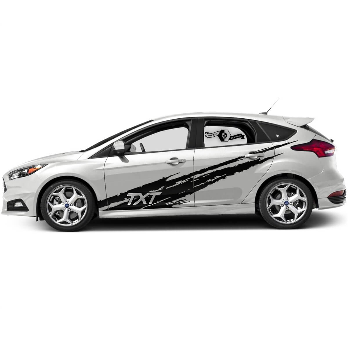 TXT Diagonale Splash Seitenstreifen Vinyl-Aufkleber Paar für Ford Focus ST