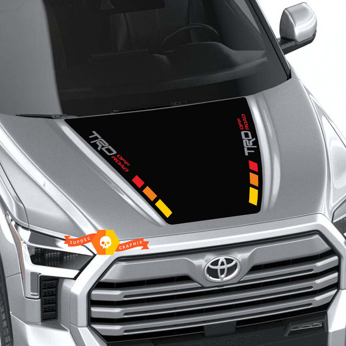 Neue Toyota Tundra 2022 Motorhaube TRD SR5 Off Road Vintage Streifen Wrap Aufkleber Grafiken SupDec Design
