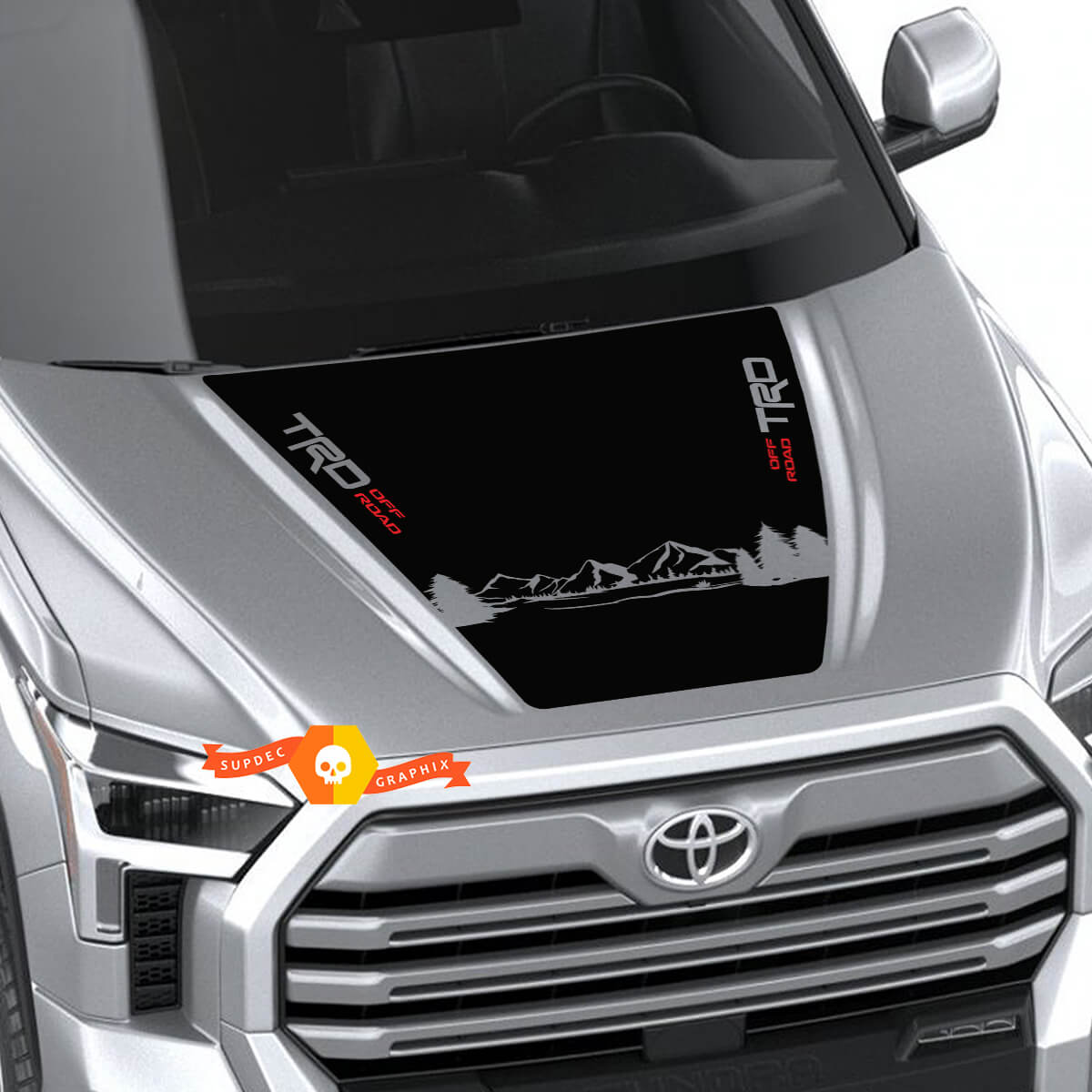 Neue Toyota Tundra 2022 Hood TRD SR5 Bäume und Berge Wrap Decal Sticker Graphics Supdec Design