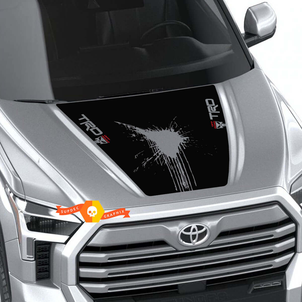 Neue Toyota Tundra 2022 Motorhaube TRD SR5 Blood Punisher Wrap Aufkleber Grafiken SupDec Design
