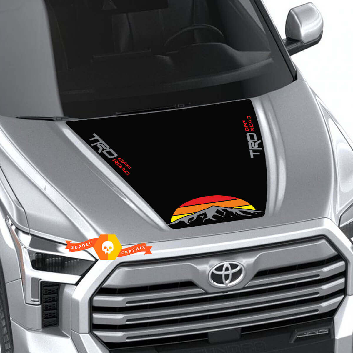 Neuer Toyota Tundra 2022 Hood TRD SR5 Vintage Sunset Wrap Aufkleber Grafiken SupDec Design
