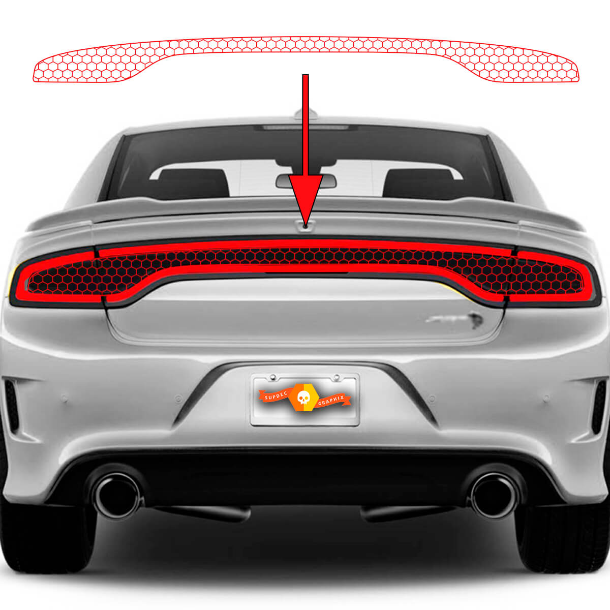 Dodge Ladegerät SRT Hellcat WideBody Schwanzlicht Wabe Vynil Decal Sticker Graphics