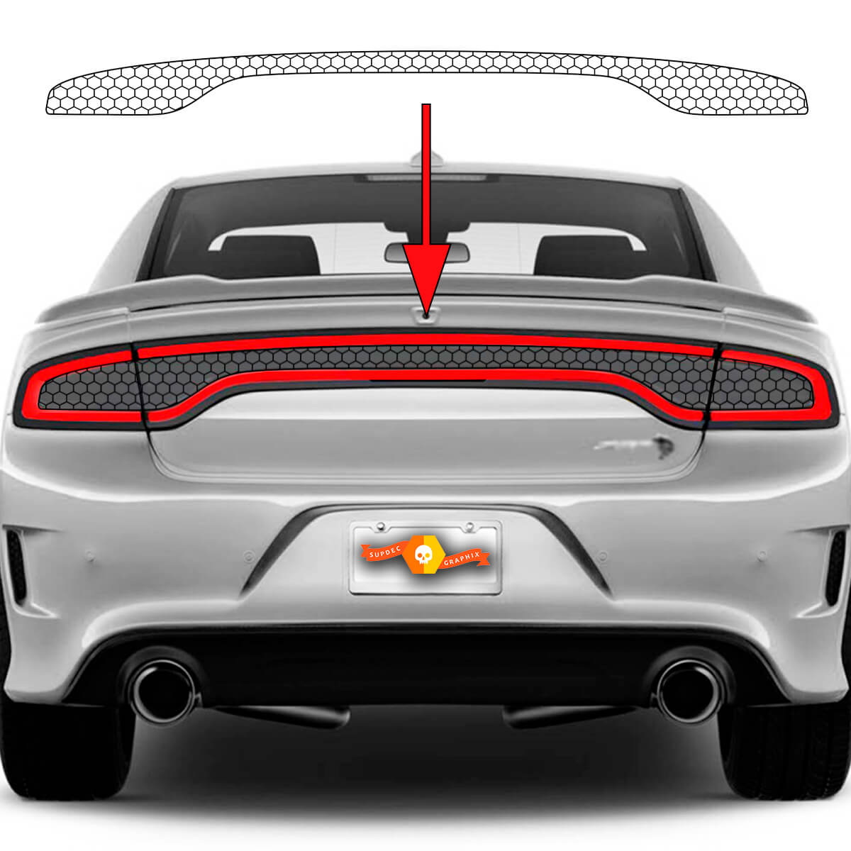 Dodge Ladegerät SRT Hellcat WideBody Schwanzlicht Wabe New Vynil Decal Sticker Graphics