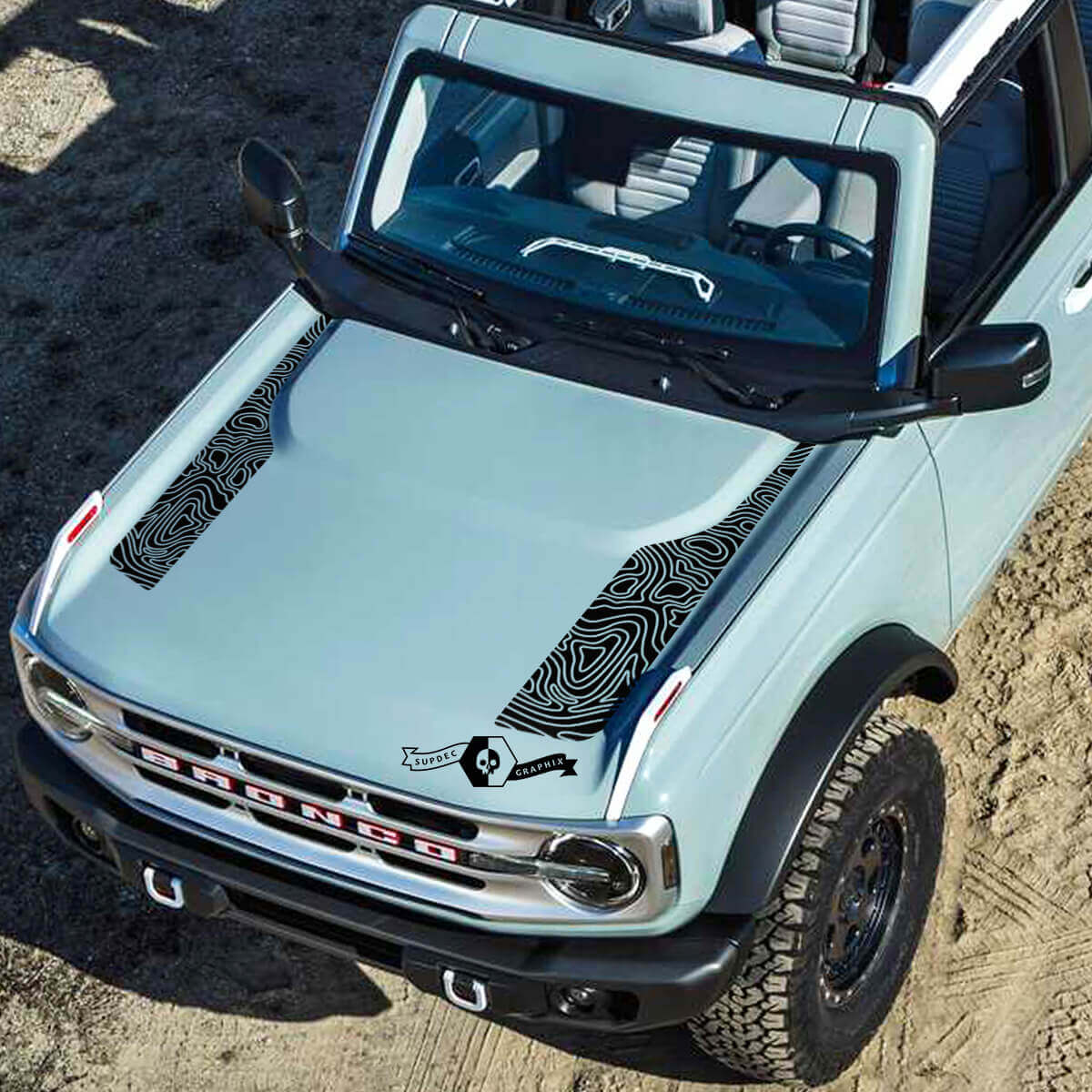 Neues Musclecar horse 2021 2022 Logo Topografische Karte Motorhaube Vinyl Aufkleber Set Grafik
