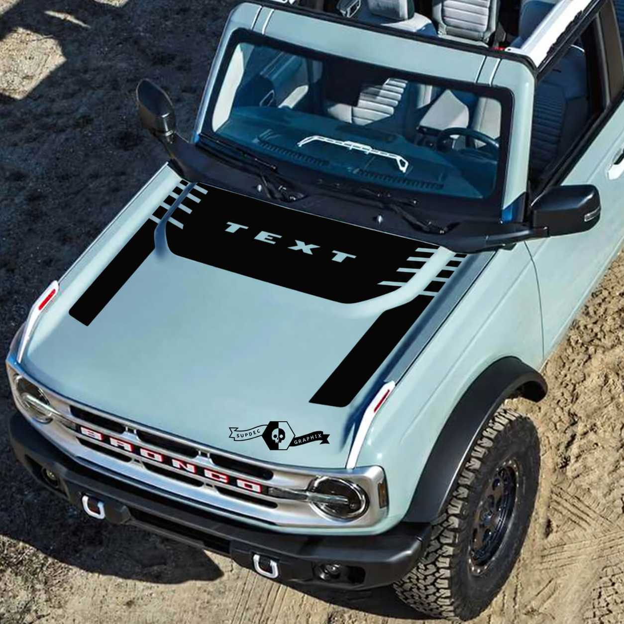 Benutzerdefinierter Text Modernes Komplett-Kit Logo Motorhauben Vinyl Aufkleber Set Aufkleber Grafik für Musclecar Horse 2021-2022