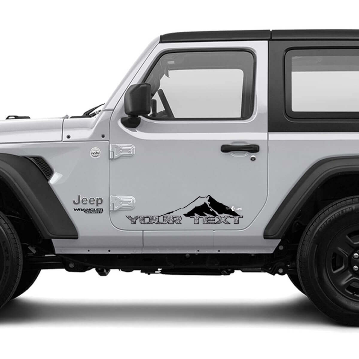 2 Neue JEEP Wrangler Tür Berg Topografische Karte Seite Invert Grafik Aufkleber
