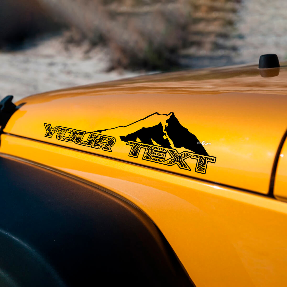 2 Neue JEEP Wrangler Motorhauben-Berggipfel Topografische Karte Seiten-Grafik Aufkleber
