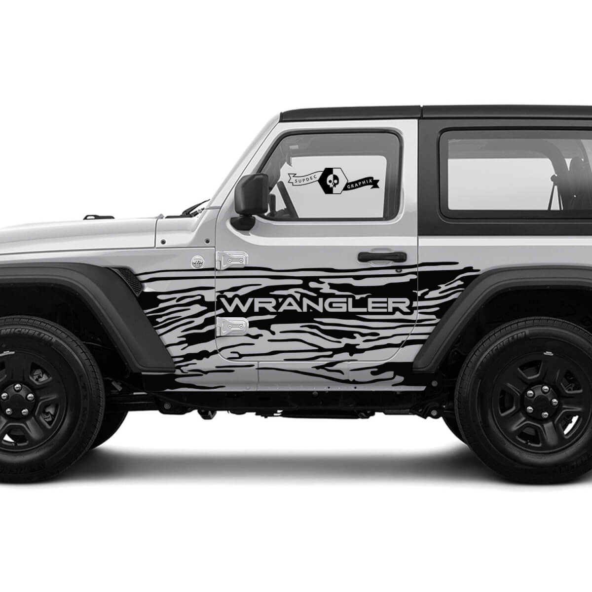 2 New Jeep Wrangler Unlimited 4 Türstätte Aufkleber 4x4 Off-Raod Splash Mud Mountains Seitengrafikaufkleber Aufkleber