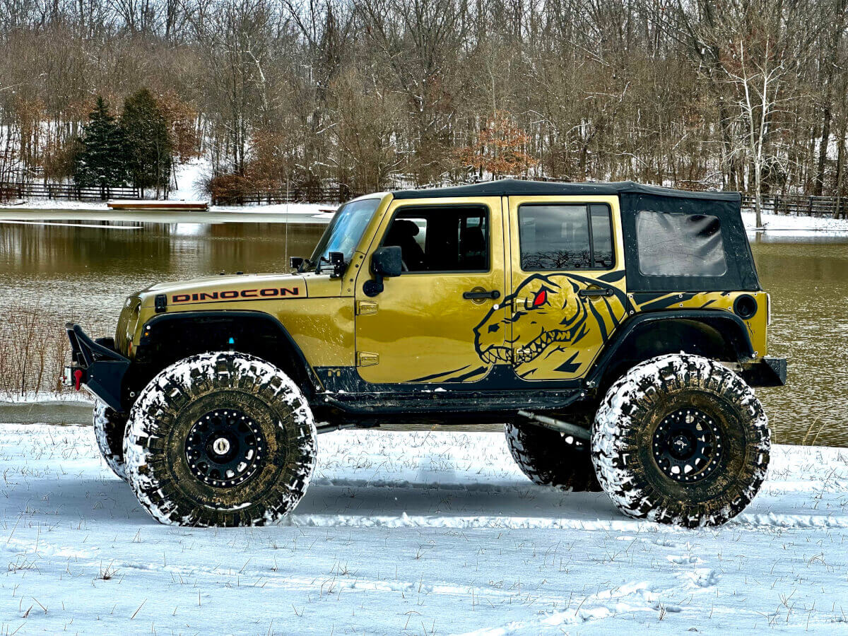 Dinocon T-Rex Dinosaur Rex Seitenabziehbild für Jeep Wrangler 2 Türen Aufkleber
