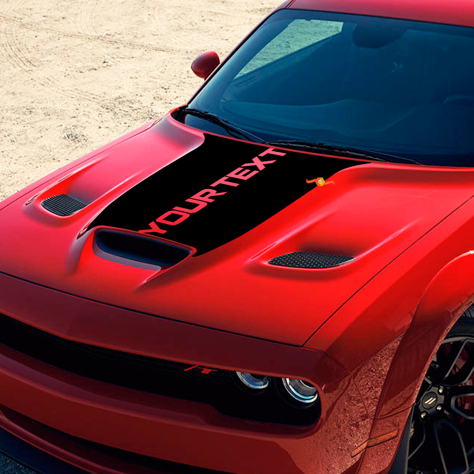 Blackout-Stil Custom Text Motorhauben Vinyl-Aufkleber für Dodge Challenger 2015-2021
