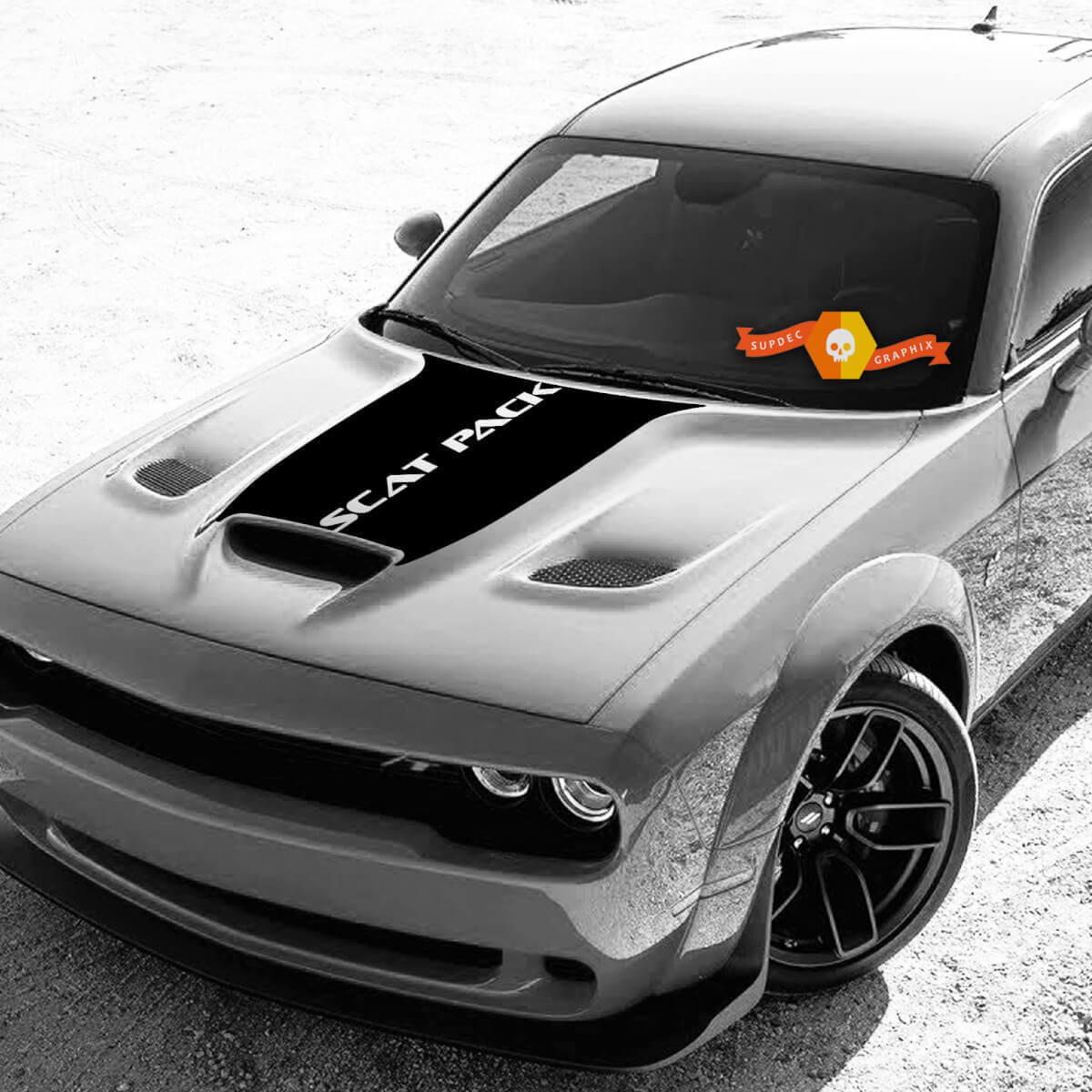 Motorhauben Vinyl Aufkleber Streifen Grafik Abdeckung 3 für Dodge Challenger