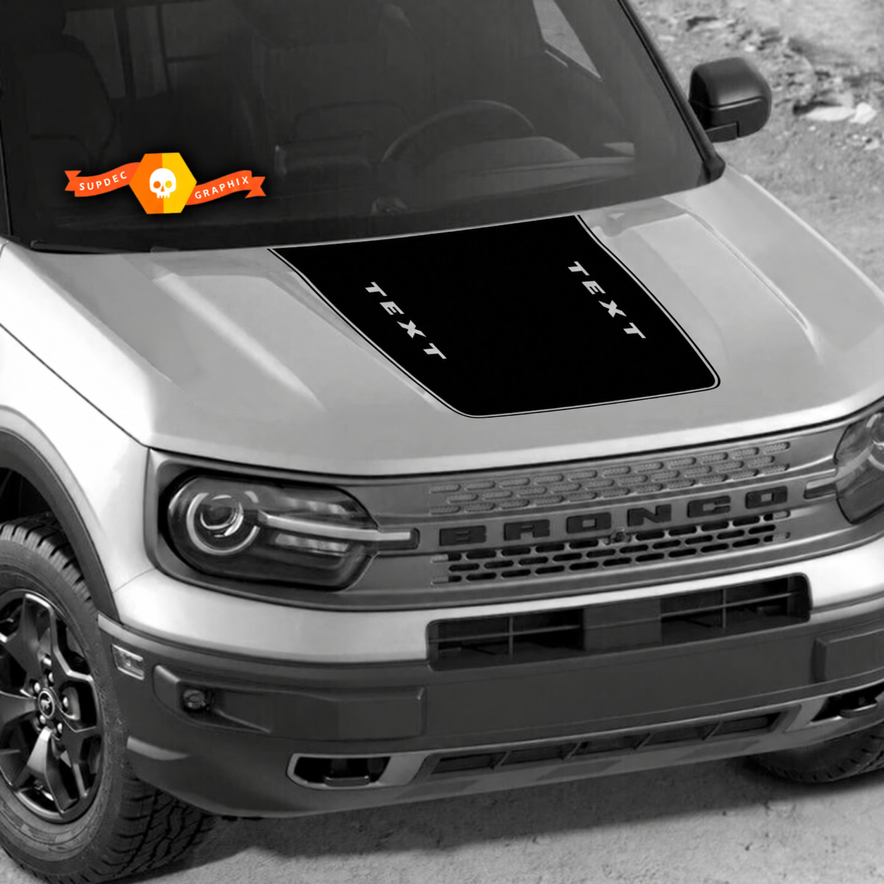 Benutzerdefinierter Text Motorhauben-Zierstreifen Vinyl-Aufkleber Grafik für Musclecar Horse 2021-2022 11758