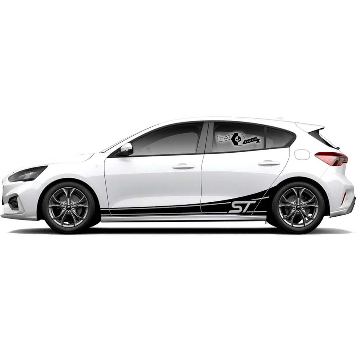 Paar Ford Focus ST 2017 - 2022 ST-Line EcoBoost Streifen Seitenschweller Vinyl Aufkleber Grafik
