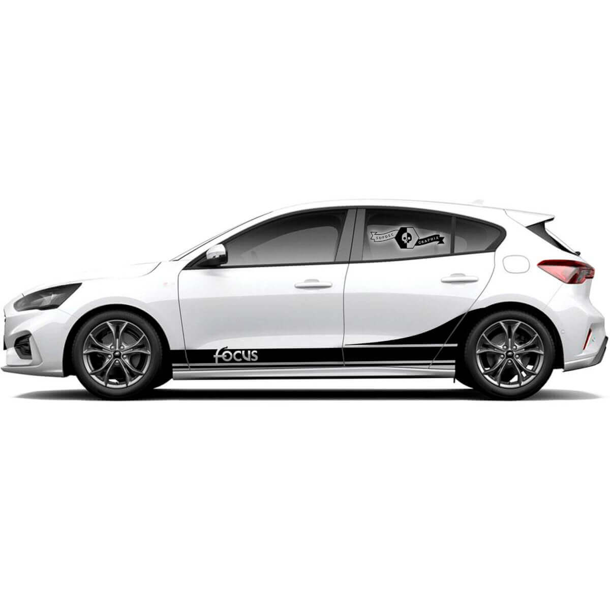 Paar Ford Focus ST 2017 - 2022 Schräge Linie ST-Line EcoBoost Streifen Seitenschweller Vinyl Aufkleber Grafik
