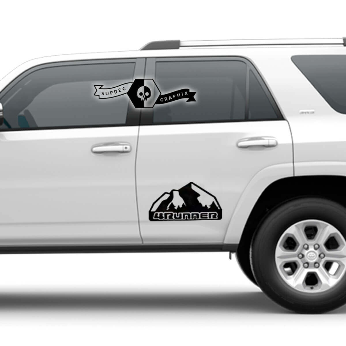 2x 4Runner 2023 Seitentüren Vinyl-Logo Mountains Aufkleber passend für Toyota 4Runner TRD
