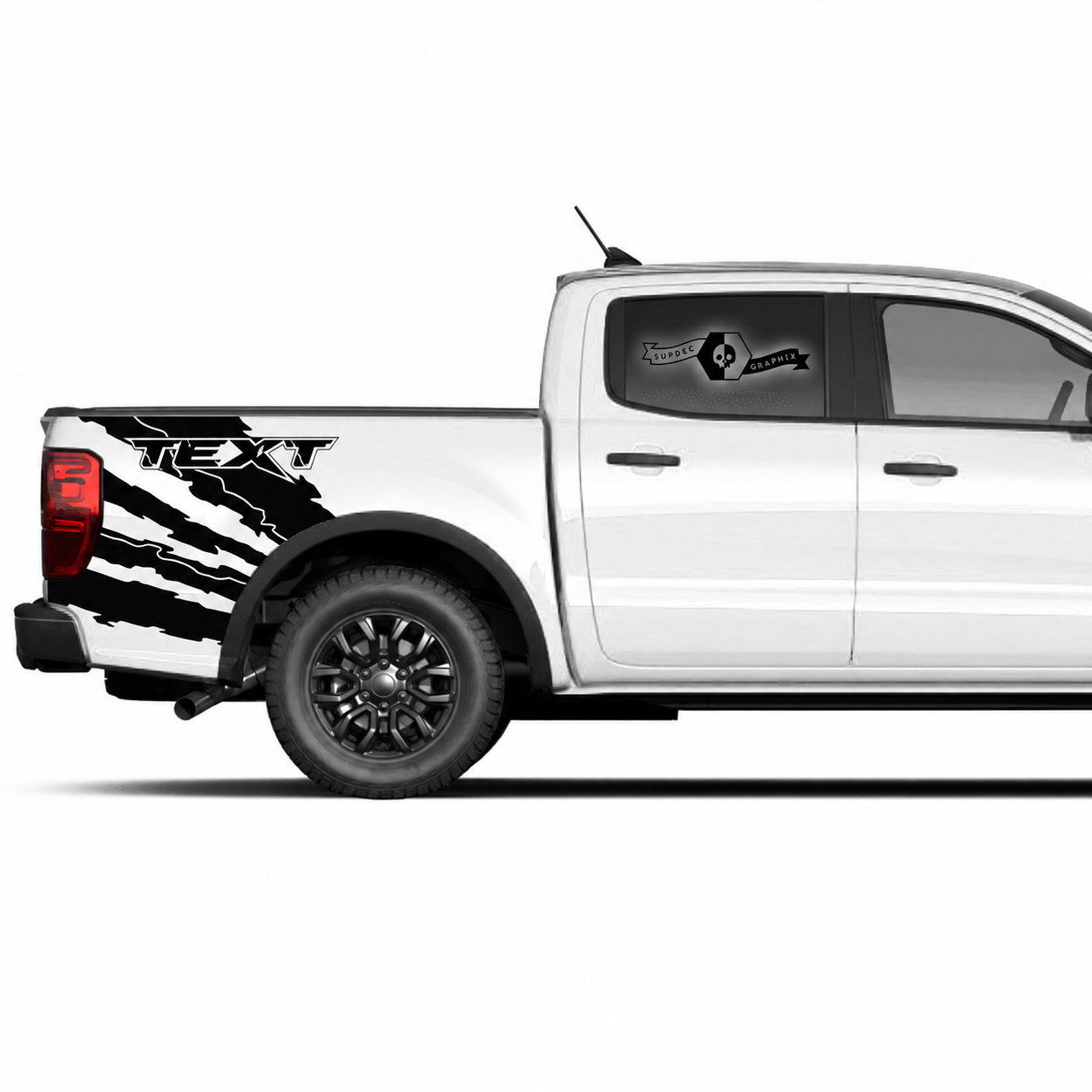 Benutzerdefinierte Text-Kratzer-Krallen Seiten-Bett Grafik Aufkleber Satz von 2 für Musclecar Truck Power Truck 2022