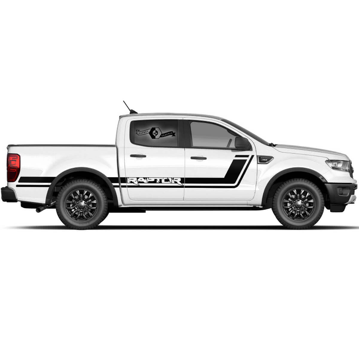 2x Neue Ford F150 Raptor 2022 Seitentürstreifen Bett Raptor Grafik Aufkleber
