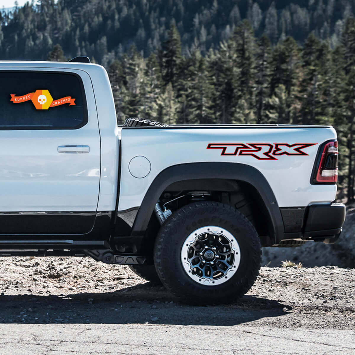 TRX Umrissbuchstaben Seitliche Vinylaufkleber für Dodge Ram Rebel 1500 TRX