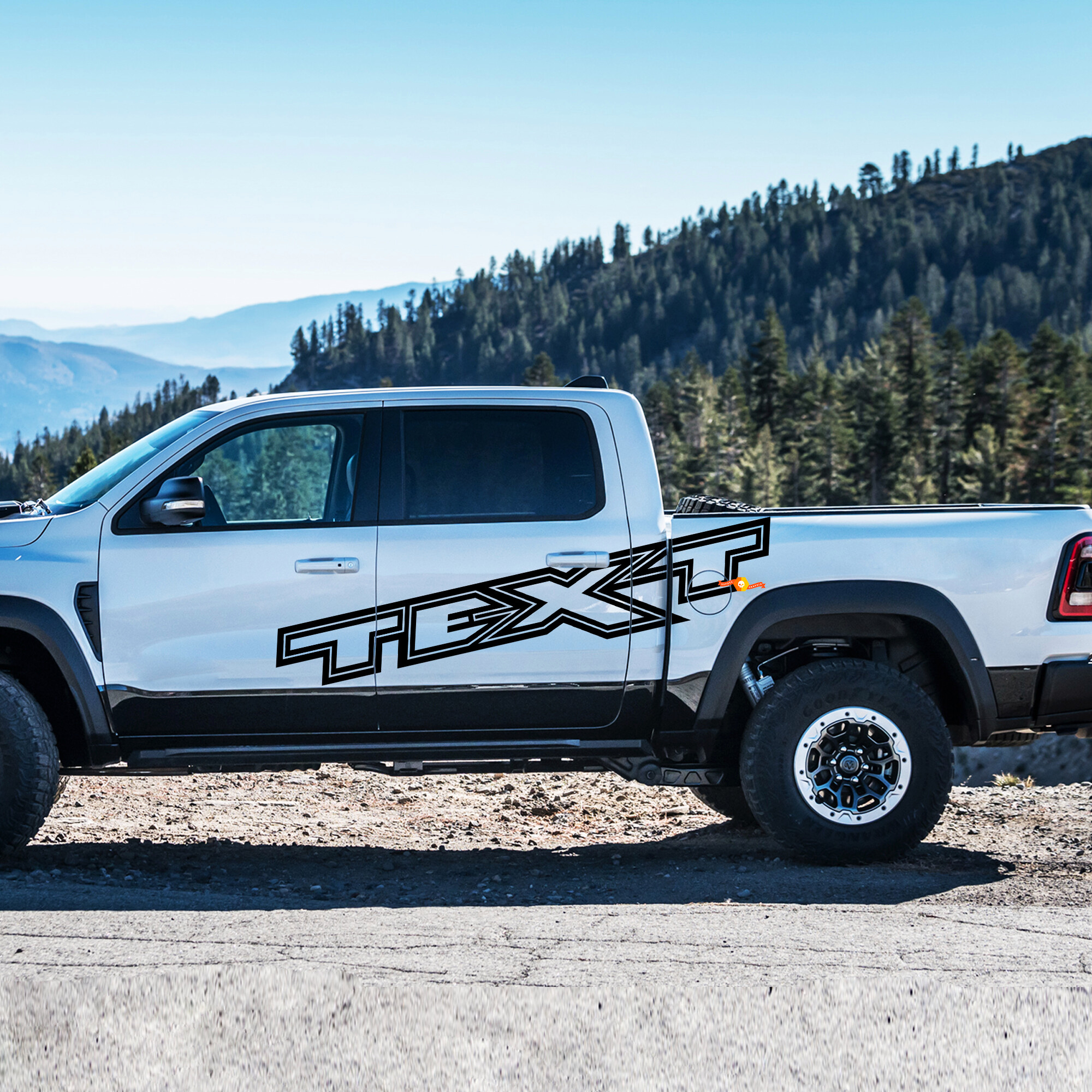 Konturierte benutzerdefinierte Schriftzüge Seiten-Vinylaufkleber für Dodge Ram 1500 Rebel TRX