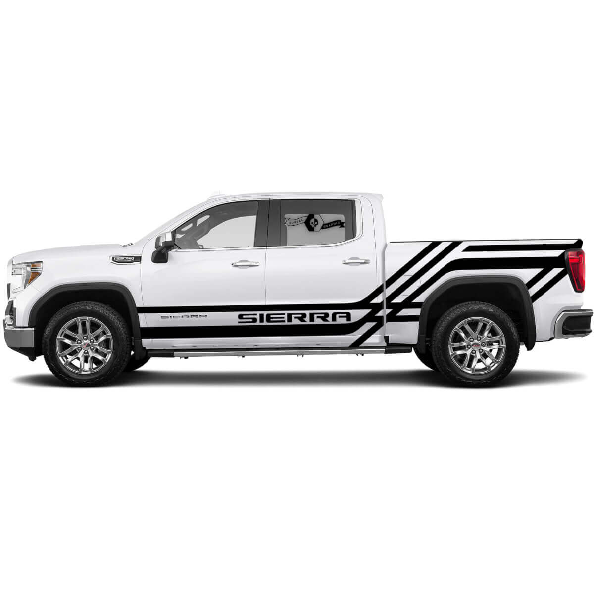 2x Seitenaufkleber für 1500 Gmc Sierra Schweller Bettseite SPLASH Vinyl Aufkleber Aufkleber Grafik-Kit
