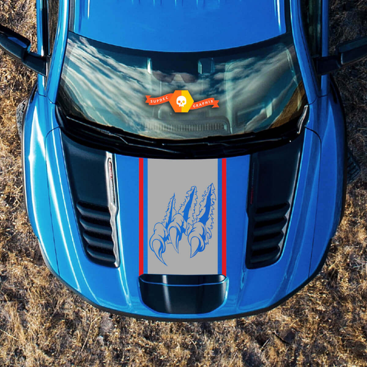 Neue Kratzspurenhaube Musclecar truck power truck 2022 2 Farben Seitenbettgrafik Aufkleber
