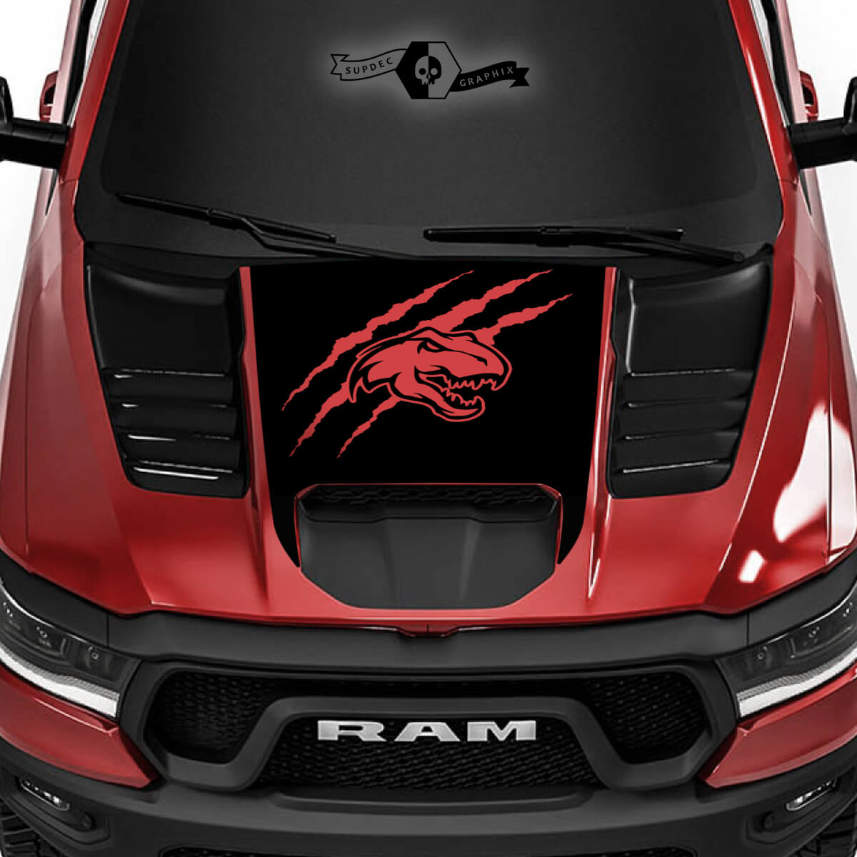 Dodge Ram Rebel 2022+ 1500 TRX T-Rex Hood Scratch Claws TRX Truck Vinyl-Aufkleber Grafik