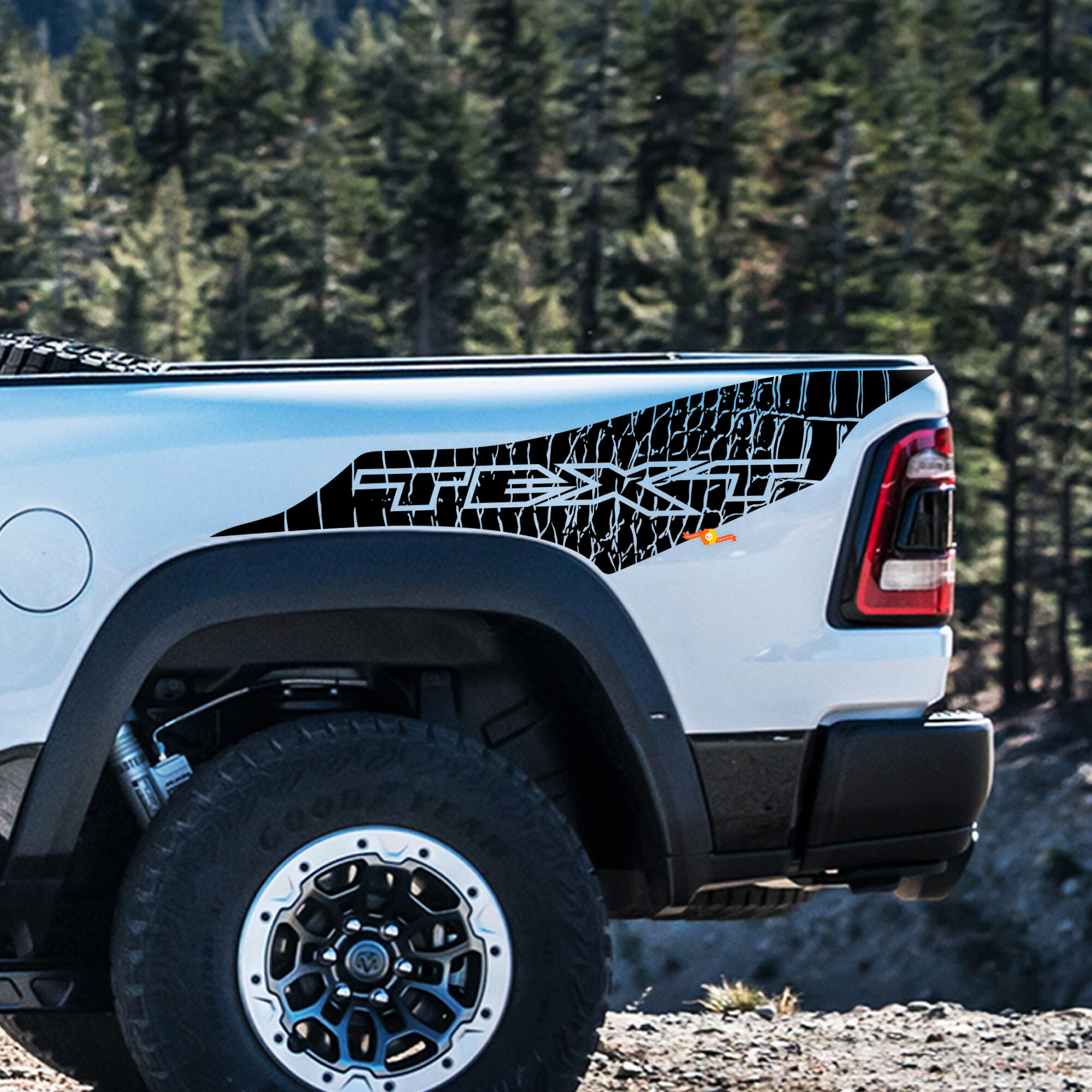 Dinosaur Skin individuelles Text-Vinyl-Aufkleber-Set für Dodge Ram Rebel 1500 TRX
