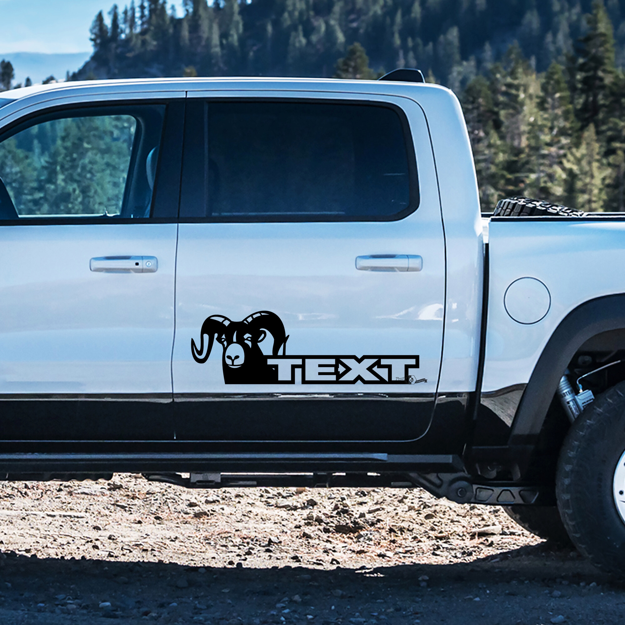Benutzerdefinierter Text Hemi-Stil Türseiten Vinyl-Aufkleber für Dodge Ram 1500