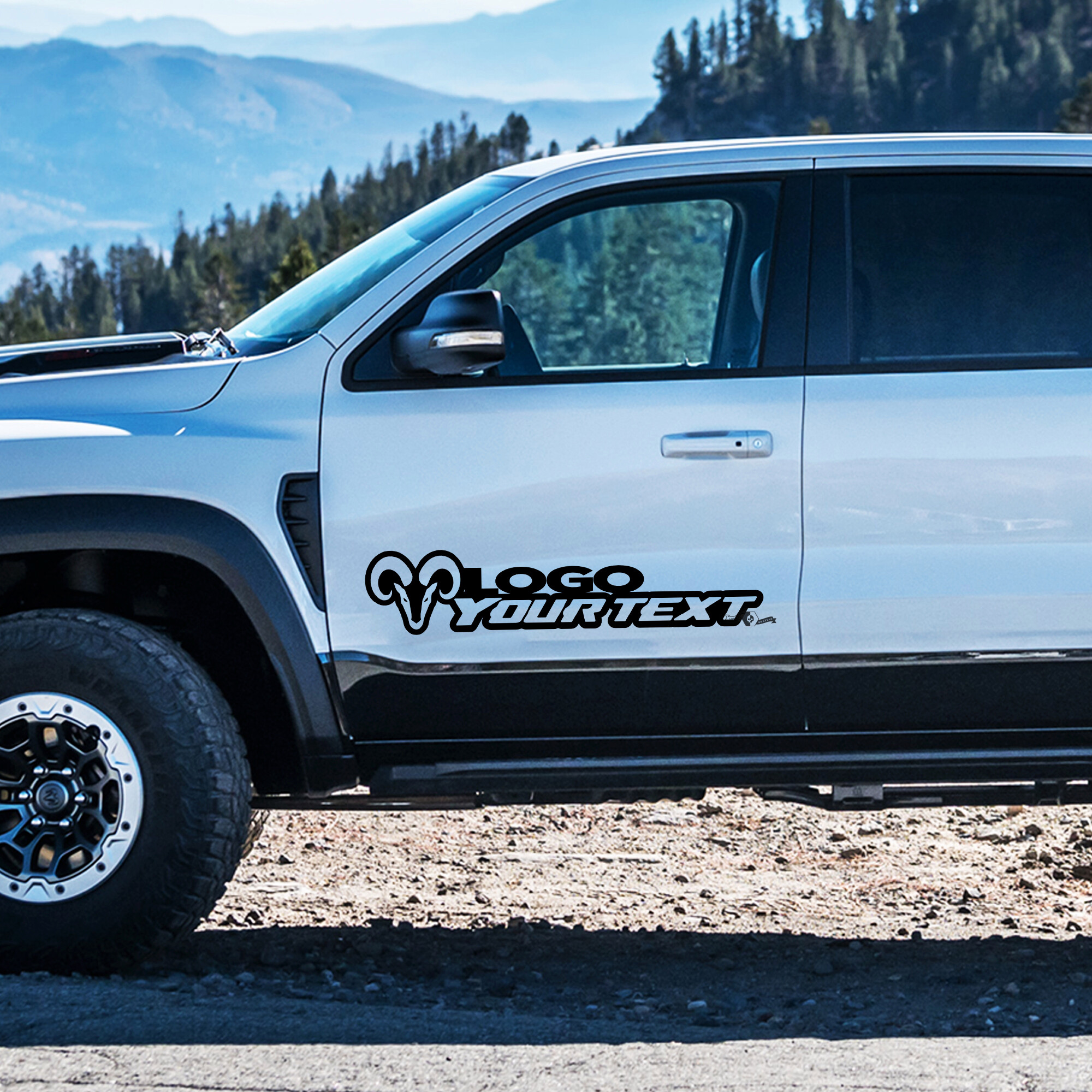 Individuell gestalteter Text- und Logo-Hemi-Stil Seitenvinylaufkleber für Dodge Ram 1500