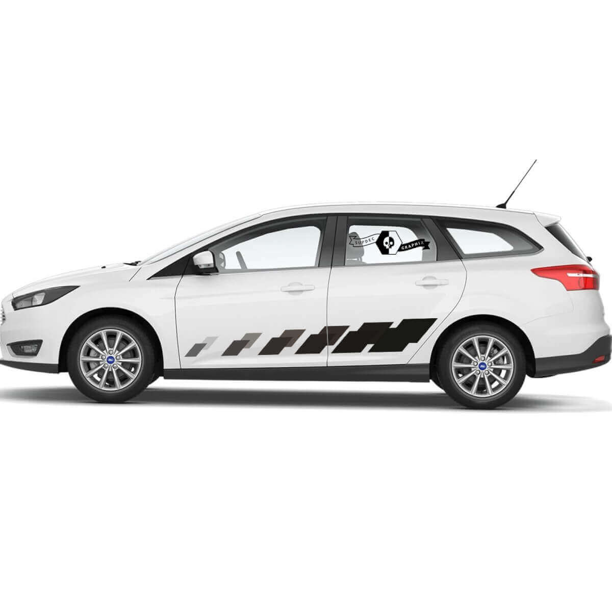 Rennsport Schachbrett-Streifen Türen Seiten Vinyl Aufkleber Sticker Für Ford Focus 2021+