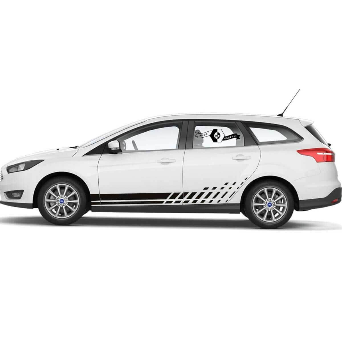 2x 2021+ Musclecar Focus Türen Seite Neue Rocker Panel Musclecar Focus Auto Racing Stripe Vinyl Aufkleber Sticker

