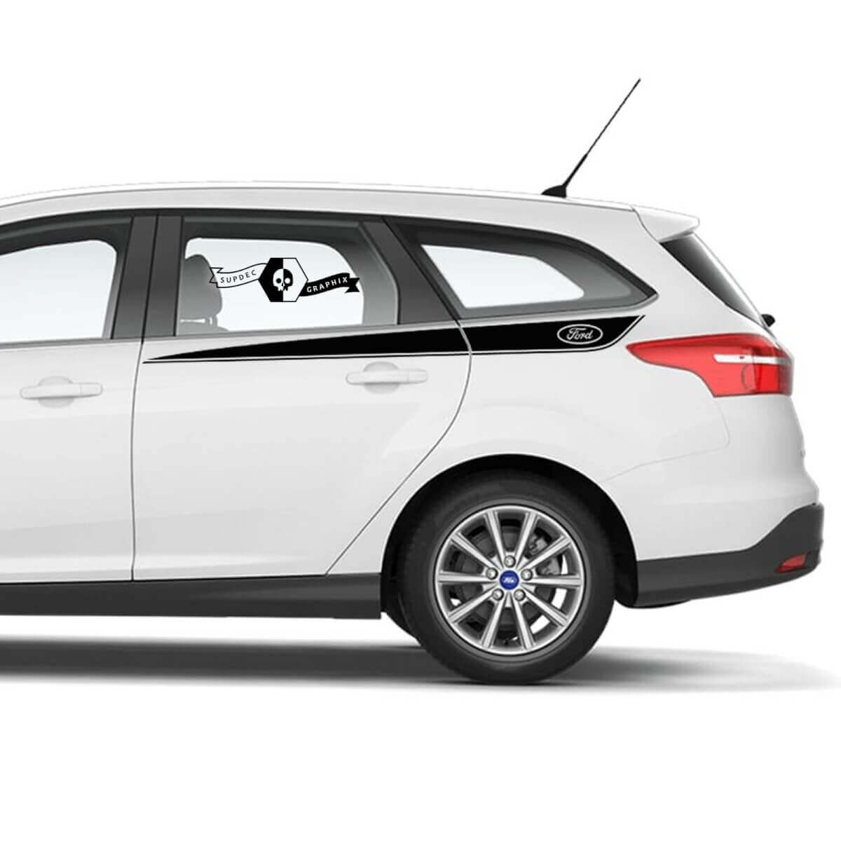 Paar 2021+ Ford Focus Kotflügel Türseite Ford Focus Logo Racing Stripe Vinyl Aufkleber
