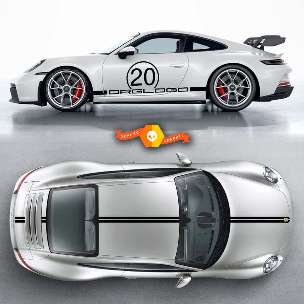 Paar Porsche 911 Porsche Carrera Rocker Panel Hood Roof Side Stripes Doors Kit Aufkleber Decal Sticker
