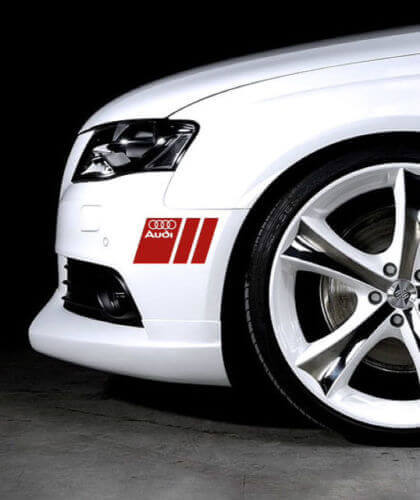 Markierte Rennstil-Seitenkotflügel-Streifen Vinyl-Aufkleberset für Audi Fahrzeuge