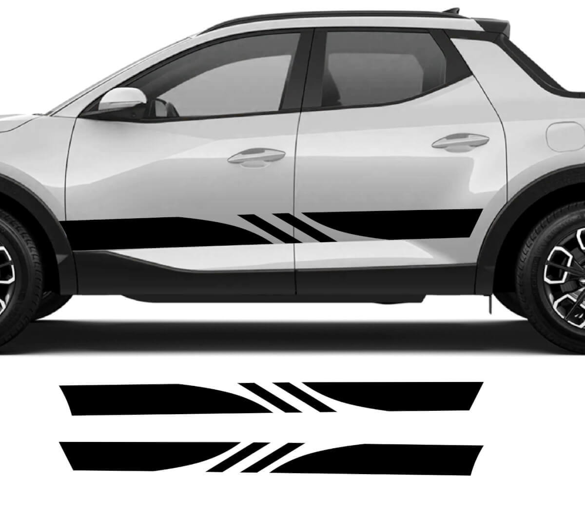 Paar moderne Rallye-Seitentüren Rocker Panel Logo Vinyl Aufkleber Decal Grafik passend für Hyundai Santa Cruz
