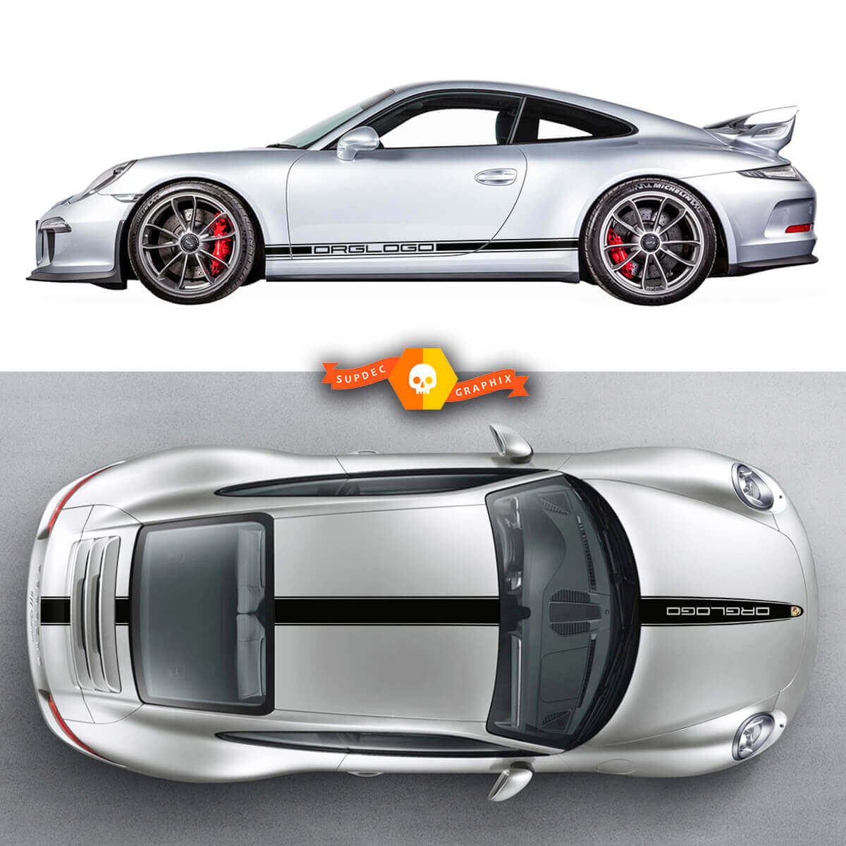 Paar Porsche 911 Porsche Carrera Rocker Panel Hood Roof Side Stripes Doors Kits Aufkleber Sticker
