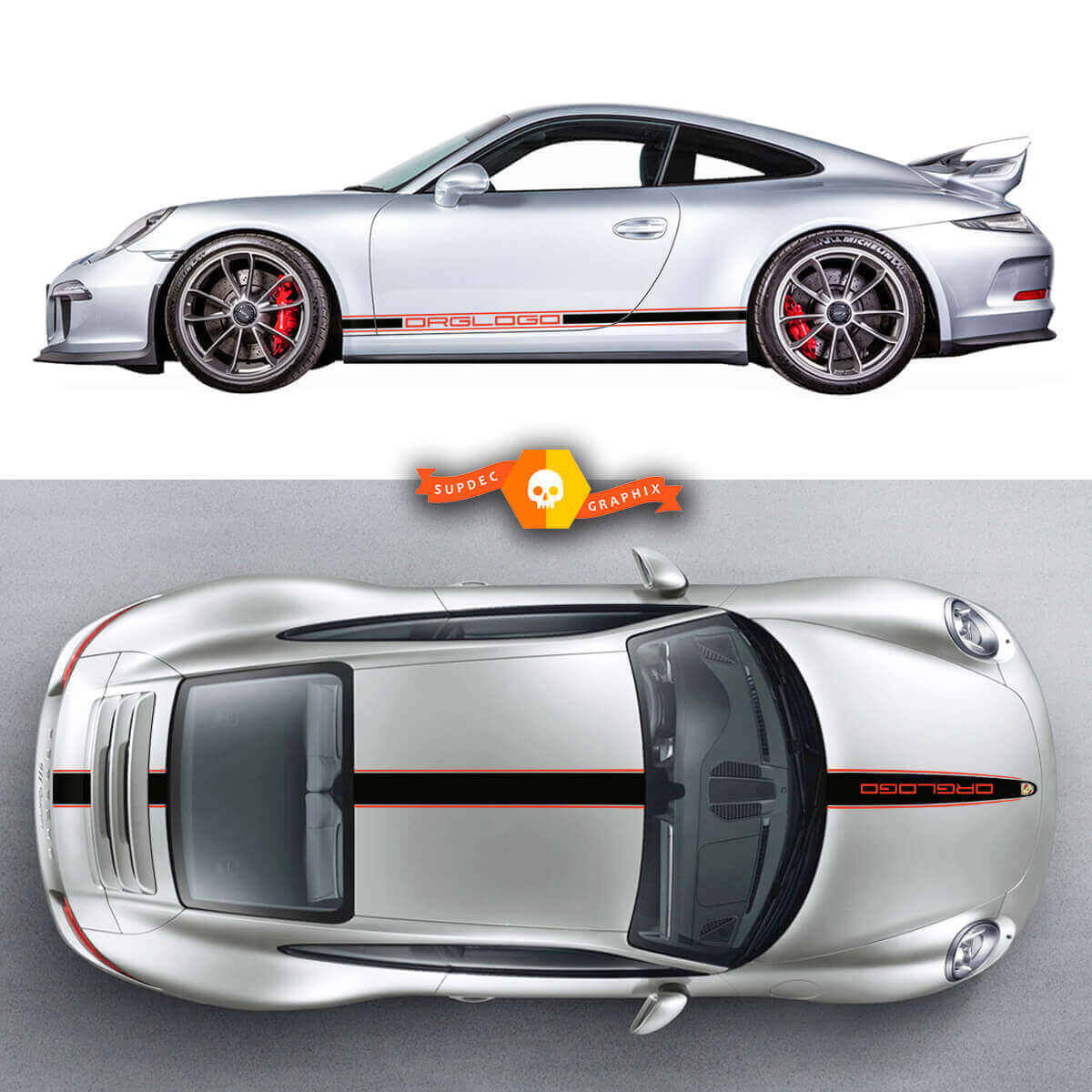 Rennstreifen Seitlich Motorhaube Dach Kofferraum Vinyl-Aufkleber Für Porsche 911 Porsche Carrera
