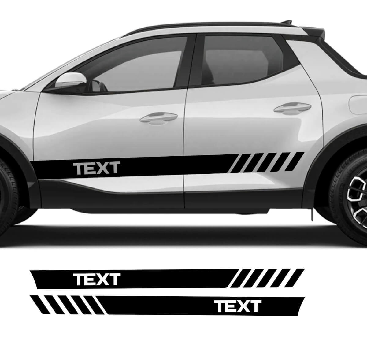 Individueller Text Rallye Seitenschweller Schatten Vinyl Aufkleber Decal Grafik-Kit passend für Hyundai Santa Cruz
