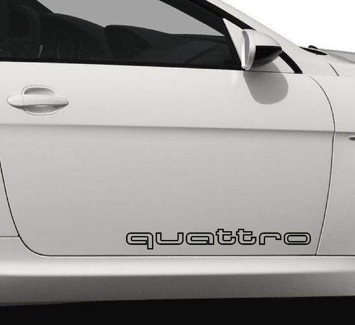 Quattro Outline Buchstaben Seitentür Vinyl-Aufkleber Set für Audi Fahrzeuge