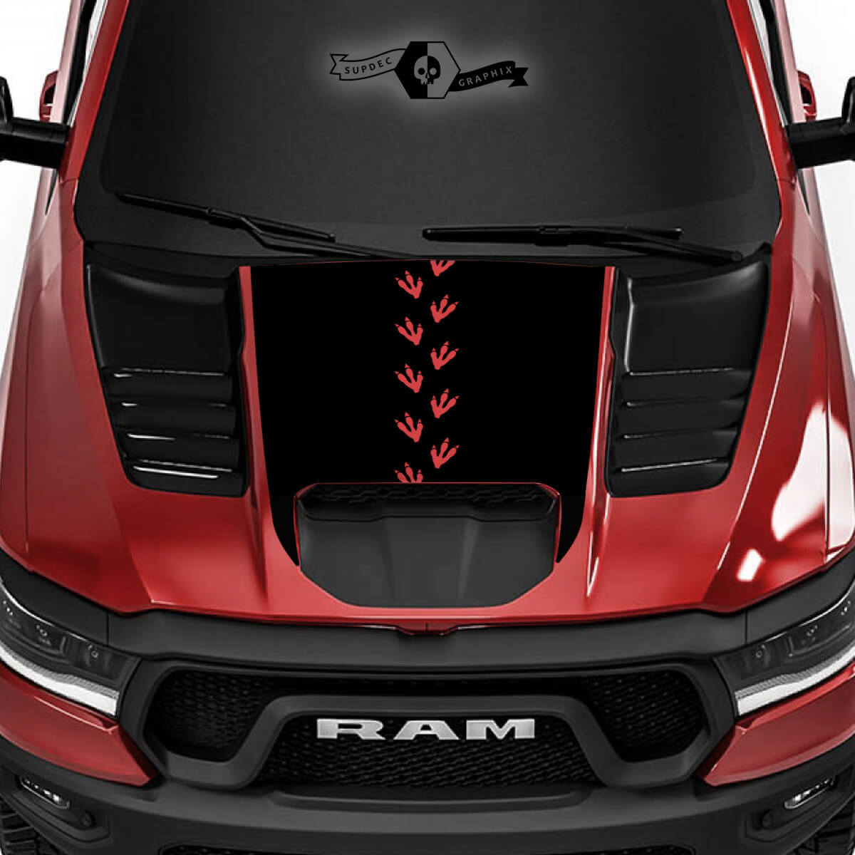 Dinosaurier-Spuren Motorhauben-Aufkleber für Dodge Ram 1500 Rebel TRX