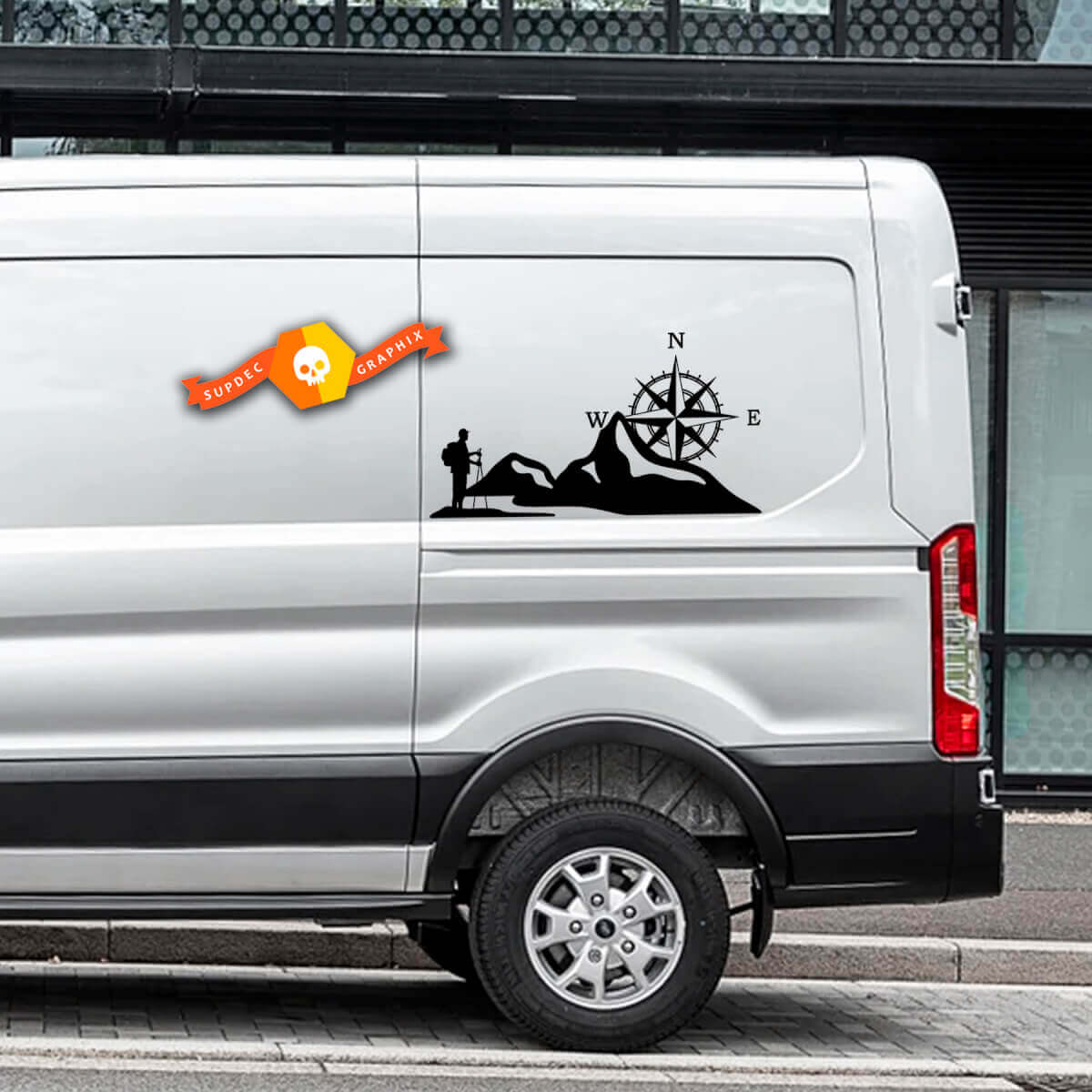 Kompass Mountain Style Seiten-Vinylaufkleber für Musclecar Transit