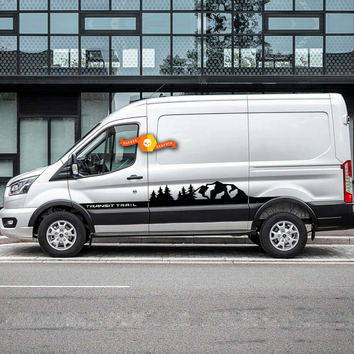 Paar 2023 FORD TRANSIT-TRAIL Bergwald Bäume Seitenstreifen Vinyl Aufkleber Aufkleber jeder Größe für Nissan, Toyota, Chevy, GMC, Dodge, Ford
