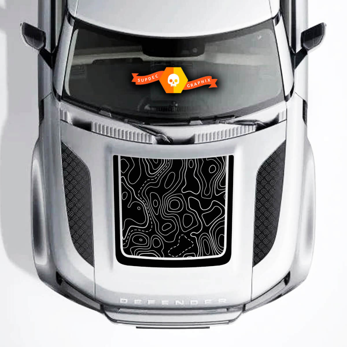 Topografische Karte Motorhauben-Abdeckung Vinyl-Aufkleber für Land Rover Defender 110