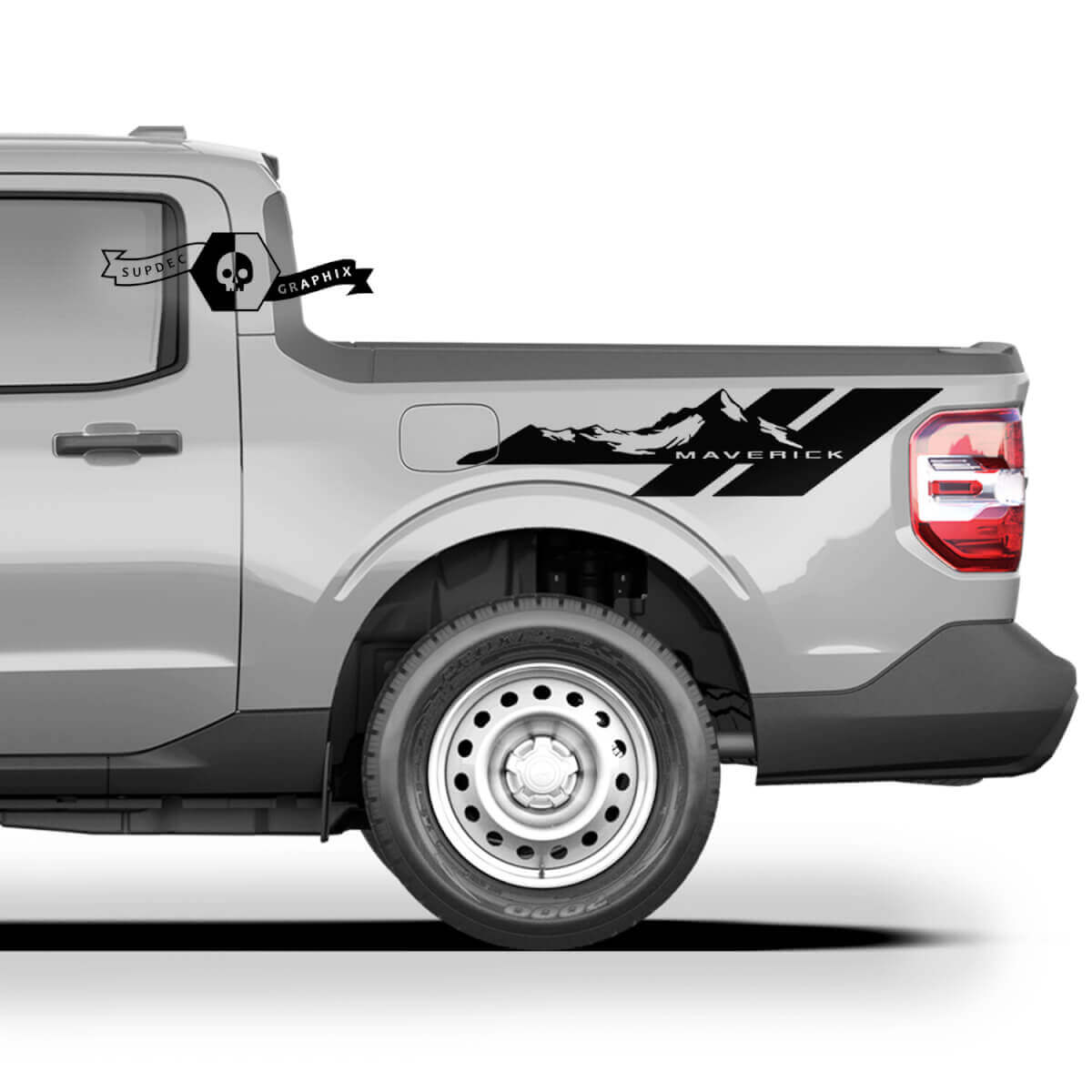 Paar FORD MAVERICK 2022 FX4 Grafik-Aufkleber, Aufkleber, Bettseite, Bergstreifen, Maverick-Aufkleber, LKW-Bettseite
