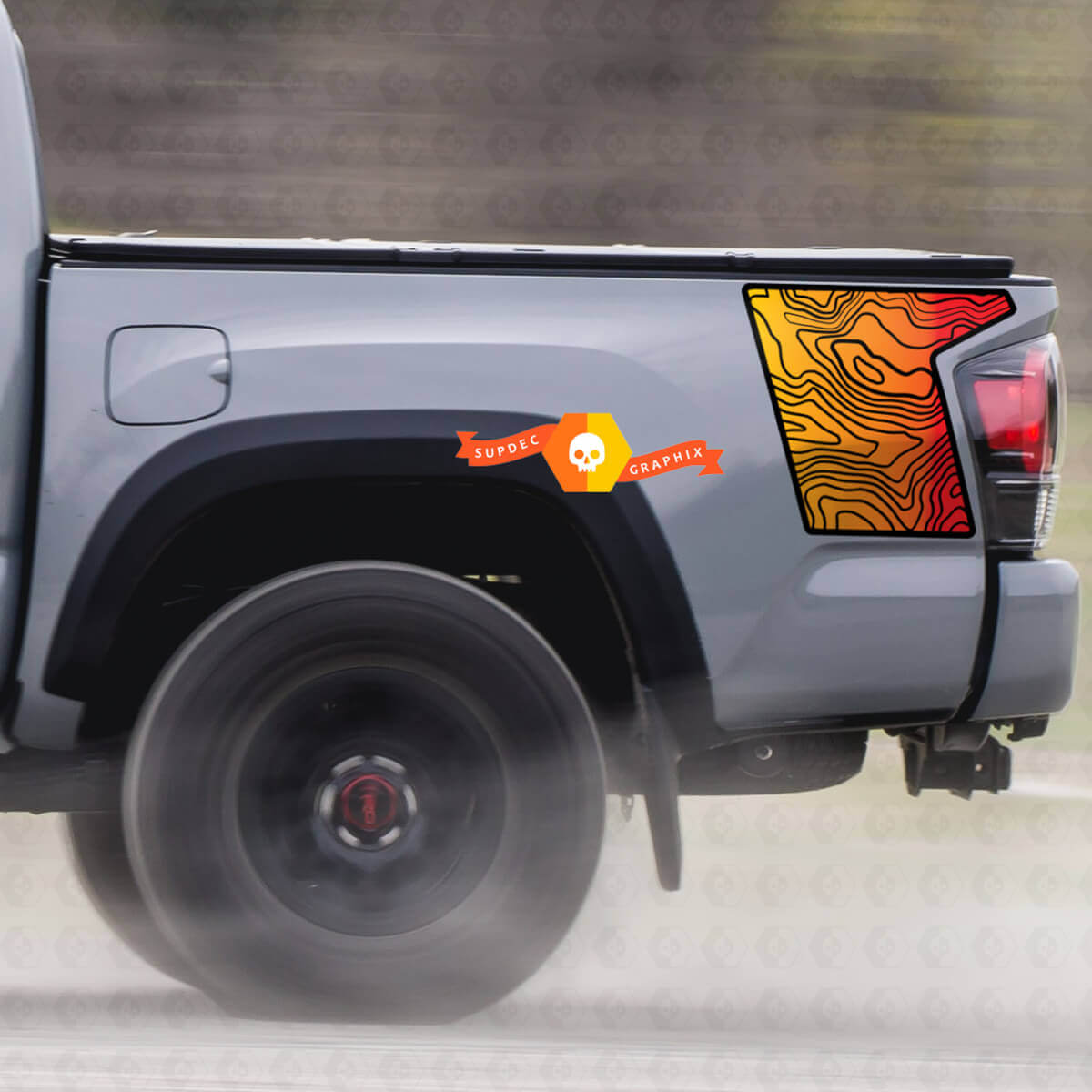 Paar Toyota TRD Seitenbett Contour Map Grafik Aufkleber Aufkleber Modell
