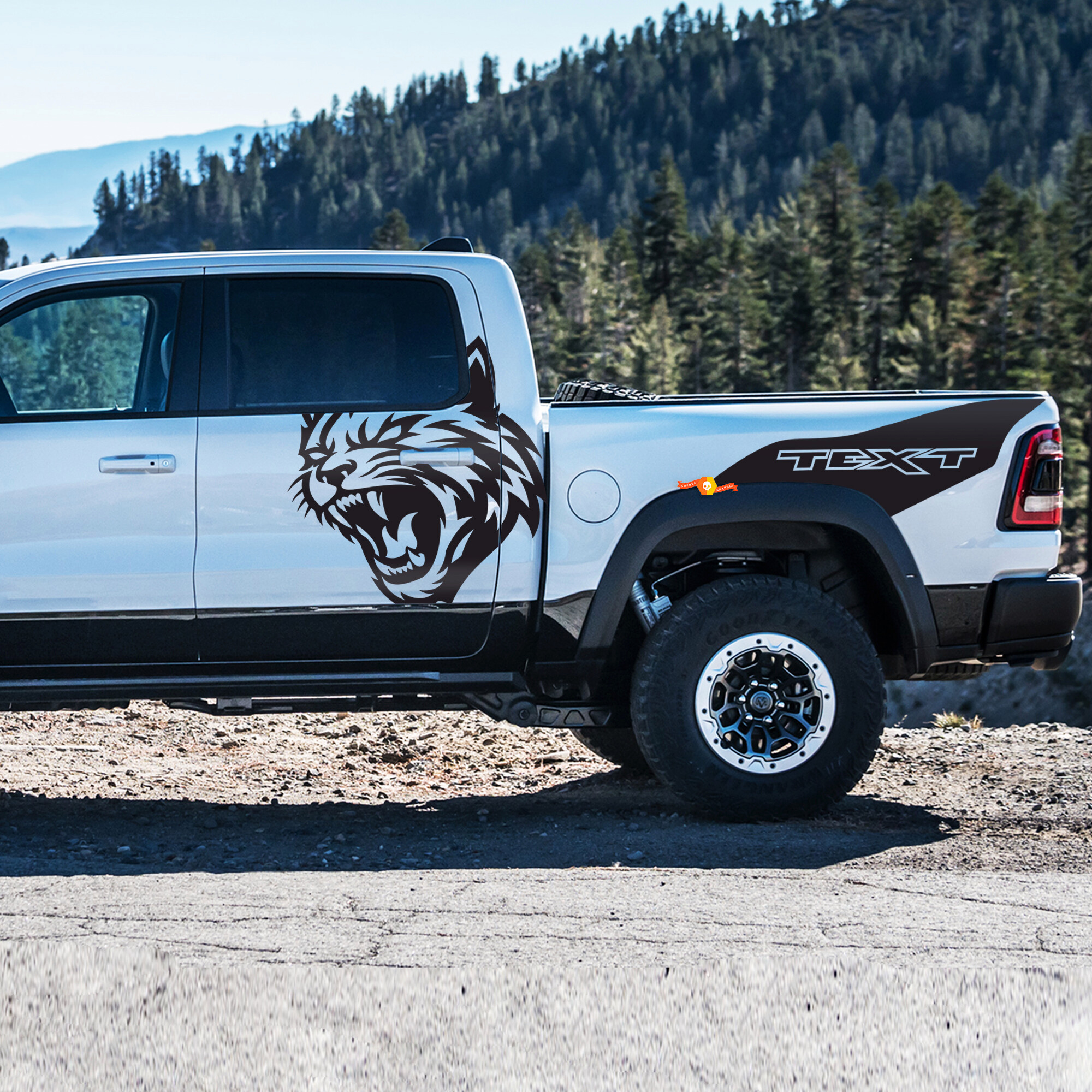Wildcat- und benutzerdefiniertes Texttür-Seitenteilverklebeetikett für Dodge Ram 1500